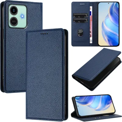 Immagine prodotto di Litchi pelle custodia del telefono cellulare per Honor Play10 Portafoglio slot per schede stand funzione caso blu