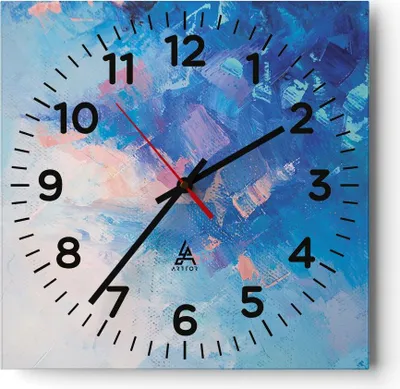Produktbild von Wanduhr - Quadrat - Glasuhr - Abstraktion blau gemalt - 40x40cm - Schleichendes Uhrwerk - Lautlos - zum Aufhängen bereit - Dekoration Modern - Wanddekoration aus Glas - C4AC40x40-4570