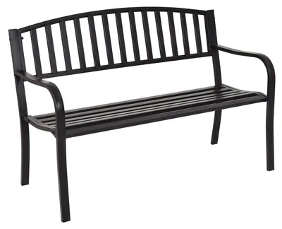 Image de Banc de jardin - Banc d'extérieur - Banc public - Banc de balcon - Banc de repos - Métal - Résistant aux intempéries - 127 x 60 x 87 cm