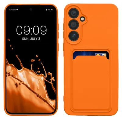 Produktbild von kwmobile Handyhülle für Samsung Galaxy A55 5G Hülle mit Kartenfach - TPU Case - Kabelloses Laden - Schutzhülle Cover in Orange