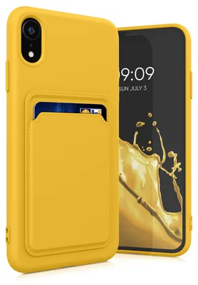 Produktbild von kwmobile Handyhülle für Apple iPhone XR Hülle mit Kartenfach - TPU Case - Kabelloses Laden - Schutzhülle Cover in Strahlend Gelb