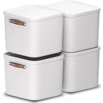 Produktbild von Rotho 4er-Set Aufbewahrungsbox 40L Maloja - Kunststoffbox mit Deckel - Stapelbox 39,5 x 38,0 x 34,0 cm - Plastikbox Ordnungsbox Allzweckkiste