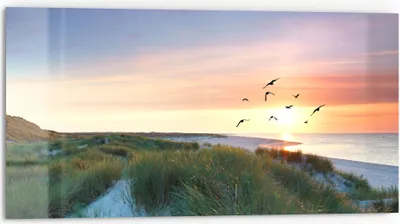 Produktbild von DEQORI Küchenrückwand Glas 80x40 cm 'Küstenpanorama' Spritzschutz Bad Rückwand