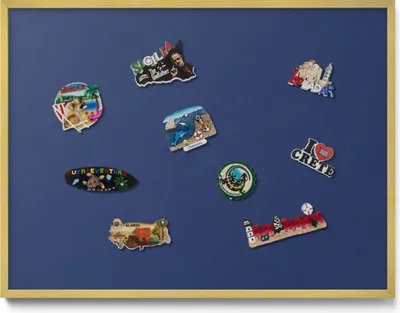 Produktbild von Magnetboard 80x60 cm – Goldener Rahmen – Farbe Marineblau – Magnetische Wandtafel, Magnetpinnwand, Memoboard, Kinderzimmer & Büro
