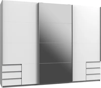 Produktbild von Schwebetürenschrank >Seattle< in WEISS - 270x208x65cm (BxHxT)