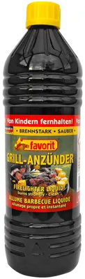 Obrázok produktu pre Favorit Grillanzünder flüssig 1000 ml; Anzünder brennstark, für Grill und Ofen