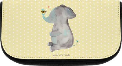 Produktbild von Mr. & Mrs. Panda Kulturbeutel Elefant Biene - Gelb Pastell - Geschenk, Kosmetiktasche, Liebe, Organizer, Liebesspruch, Hochzeitsgeschenk, kulturtäschchen, Lustige Sprüche