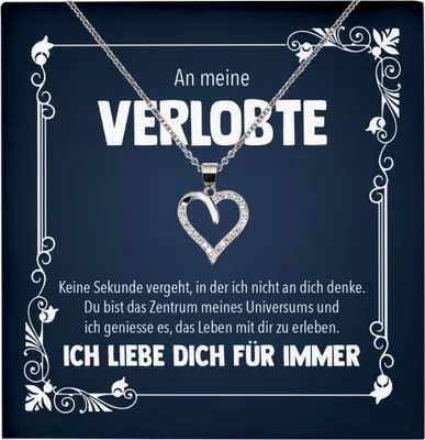 Produktbild von 22Feels Echt Silber Halskette - An Meine Verlobte - Geschenk Frauen Schmuck Set Verlobung Valentinstag Geburtstag Weihnachten - Herz Anhänger, Karte