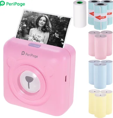 Produktbild von PeriPage Mini vrecková tlačiareň štítkov Tlačiareň štítkov Termotlačiareň papiera s pripojením Bluetooth + 9 termálnych roliek + 3 rolky lepiacej pásky 57 * 30 mm (ružová)