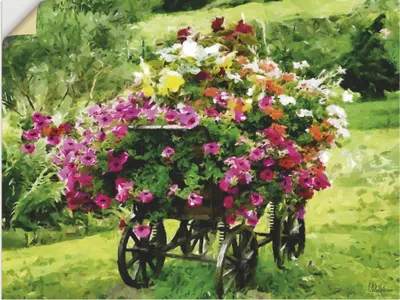 Produktbild von ARTland Wandbild, selbstklebend Kutsche mit Blumen Größe: 40x30 cm