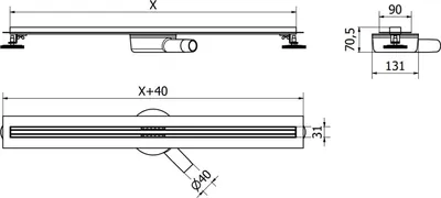 Zdjęcie produktu dla Mexen Flat 360° Slim odpływ liniowy obrotowy 70 cm, złoty szczotkowany - 1A41070