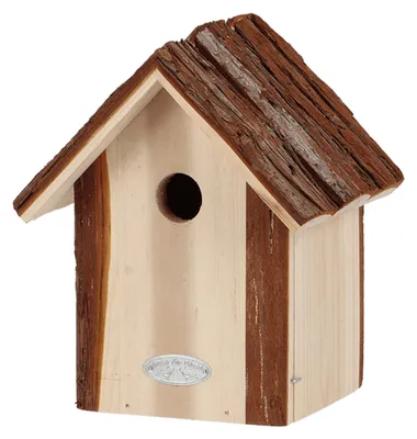 Imagen del producto de Caja nido de Esschert Design para carboneros, con techo de corteza