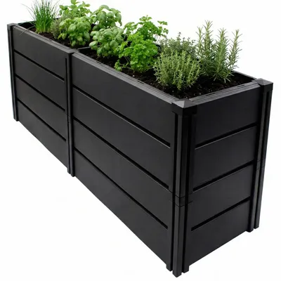 Produktbild von NYVI Hochbeet NYVIGreen XL 158x44x61cm 392 Liter - Kunststoff Kräuterbeet für Garten, Terrasse, Balkon - Wetterfest, UV-resistent, Rostfrei, Langlebig - Einfache Steckmontage & Erweiterbarkeit