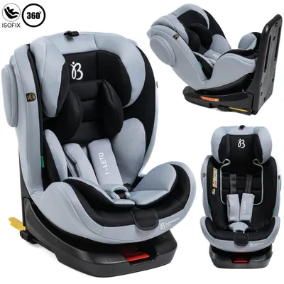 Image de Bebelissimo - Siège enfant Leto 40-150 cm - 360° - RWF/FWF - ISOFIX - TOP TETHER - Harnais 5 points - Appuie-tête réglable - gris/noir