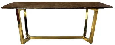 Produktbild von Casa Padrino Luxus Esstisch Braun / Gold 200 x 100 x H. 75 cm - Esszimmer Tisch mit Kunstmarmor Tischplatte - Esszimmer Möbel - Luxus Möbel - Luxus Einrichtung