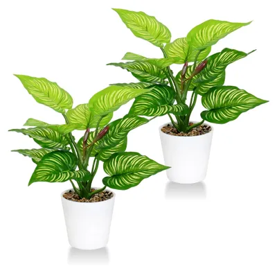 Produktbild von 2er Set Kunstpflanze 29 cm - Künstliche Pflanzen im Topf für Innen- und Außenbereich
