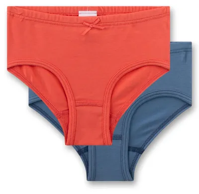 Productafbeelding van Sanetta meisjes slip met strik, rood en blauw | 3-delige set kinderslips