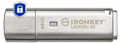 Produktbild von Kingston IronKey Locker+ 50 USB-Stick 64 GB AES-256 verschlüsselt