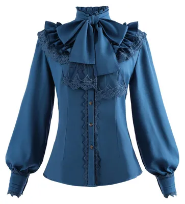 Produktbild von Elegante Vintage-Bluse mit Rüschen und Schleife
