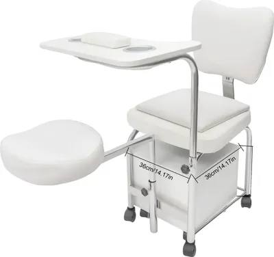 Obrázek produktu pro Pedikérské křeslo, nastavitelné opěrky nohou, odolný design, BÍLÁ, BÍLÁ
