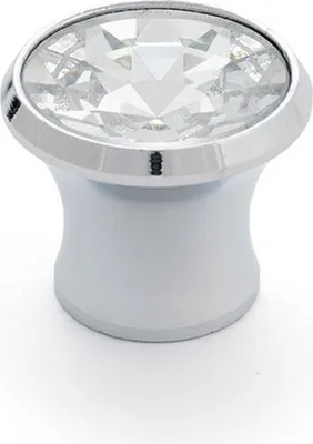 Zdjęcie produktu dla Blister z 4 okrągłymi gałkami meblowymi wykonanymi ze szkła z błyszczącą chromowaną powierzchnią - przezroczysty mod.943 ø27mm rei