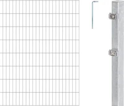 Zdjęcie produktu dla Płot podwójny Alberts, wysokość 160 cm, długość 20 m, kompletny zestaw ogrodzeniowy do zabetonowania, ocynkowany ogniowo, słupki 60x40 mm