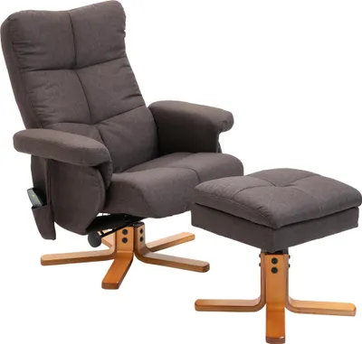 Produktbild von Fortuna Lai Relaxsessel Massagesessel mit Fußhocker und Stauraum, Fernsehsessel mit Massagefunktion 145° Neigung, braun aus Polyester