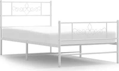 Produktbild von vidaXL Bettgestell mit Kopf- und Fußteil Metall Weiß 100x200 cm