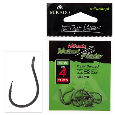 Produktbild von 10 x MIKADO MF13 Methodfeeder Angelhaken mit Öhr Brassenhaken Karpfenhaken  # 8