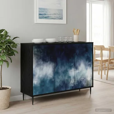 Produktbild von vidaXL Sideboard RAALTE Schwarz Eichen-Optik 102 x 33 x 76 cm