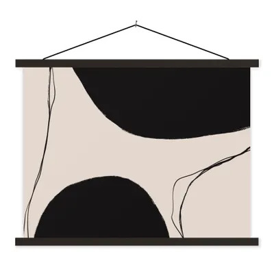 Produktbild von MuchoWow® Textilposter Pastell - Schwarz - Minimalismus 150x113 cm mit schwarzem Rahmen - Wohnzimmer
