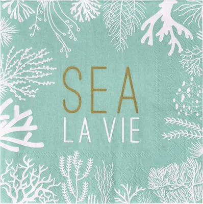 Produktbild von Serviette mit maritimem 'Sea la vie' Design, 20 Stück für festliche Tischdekoration