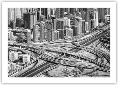 Produktbild von Poster - Poster ohne Rahmen - Stadt Wolkenkratzer Autobahn - 70x50 cm - Wand Bild - Wanddeko - Wandbilder - Kunstposter - Wandposter - Bilder - Kunstdruck - Wanddekoration - Wandbild - P2XAA70x50-5065