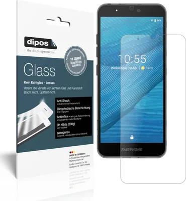 Produktbild von 1x Schutzfolie für Fairphone 3 Plus matt - Anti-Shock 9H Folie dipos Glass Kunststoffglas