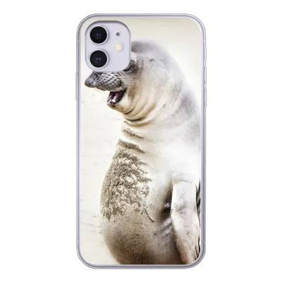 Produktbild von MuchoWow® Handyhülle Schutzhülle Hülle für iPhone 11 Seeelefant - Lustig - Lachen - Kinder - Jungen - Mädchen - Kinder Silikon Softcase Handy Hülle - Handytasche