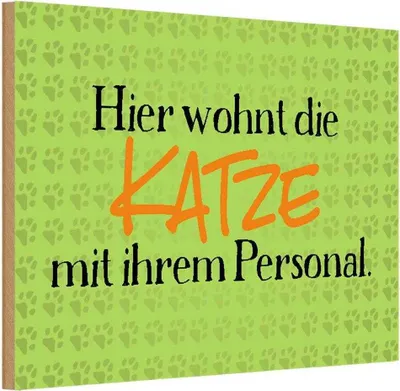 Produktbild von vianmo Holzschild 12x18 cm hier wohnt Katze mit Personal Tier Haustier