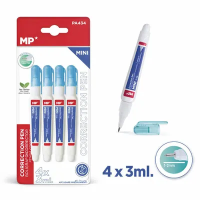 Produktbild von Korrekturstift Mini Set 4x3ml – Präzise Metallspitze 1–2 mm, Schnelltrocknend, Nicht toxisch, Für Schule Büro Zuhause