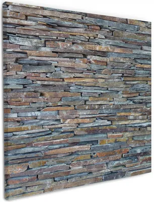 Produktbild von Wallario Premium Leinwandbild Natursteinmauer in grau braun in Größe 50 x 50 cm
