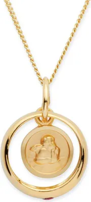 Produktbild von Unique 333er Gold Taufring Rubin mit Engelsanhänger KTR0005