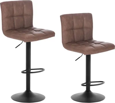 Produktbild von WOLTU Barhocker 2er Set Tresenhocker mit Rückenlehne Kunstleder in Antiklederoptik, Dunkelbraun