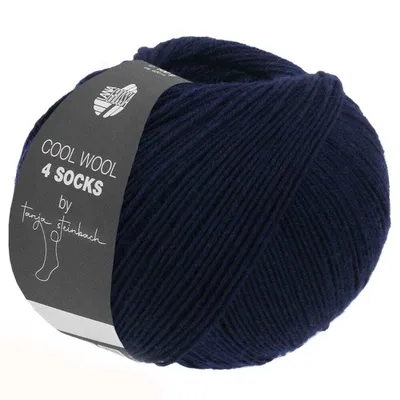 Produktbild von Lana Grossa Cool Wool 4 SOCKS 100 g 4-fach Sockenwolle Kollektion by Tanja Steinbach 420 m Farbe 7705 - Nachtblau