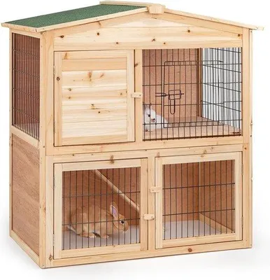Produktbild von Famanu Kaninchenstall 98x54x100 cm mit Freilauf - für den Außenbereich