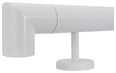 Produktbild von TIBU Handlauf Edelstahl Geländer Ø42,4 Weiß 30-600 cm Wandhandlauf Treppe gerade Edelstahlhalter, Variante Länge 30 cm mit 2 Halter und Ecke zur Wand