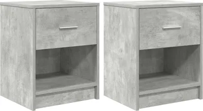 Produktbild von Nachttische 2 Stk. mit Schublade Betongrau 40x34x50 cm