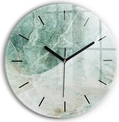 Produktbild von Wallfluent Wanduhr – Stilles Quarzuhrwerk - Uhr Dekoration Wohnzimmer Schlafzimmer Küche - Zifferblatt mit Striche - schwarze Zeiger - 30 cm - Marmor Stein Textur