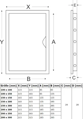 Produktbild von Revisionsklappe Revisionstür ABS Kunststoff Graphit Größen wählbar 30cm x 50cm