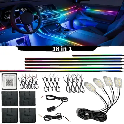 Obrázok produktu pre Sada LED osvetlenia interiéru vozidla, ovládanie cez Bluetooth, synchronizácia s hudbou, 18 funkcií