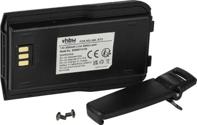 Produktbild von vhbw Akku kompatibel mit TYT / Tytera MD-446, MD-380 Funkgerät, Walkie Talkie (2000 mAh, 7,4 V, Li-Ion) + Gürtelclip