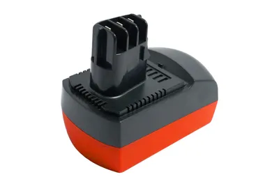 A cordless power tool battery pack on a white background.