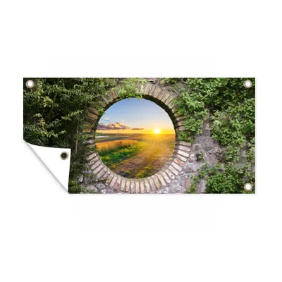 Obrázek produktu pro MuchoWow® Zahradní plakáty - Krajina - výhled - slunce - 30x60 cm - Zahradní dekorace